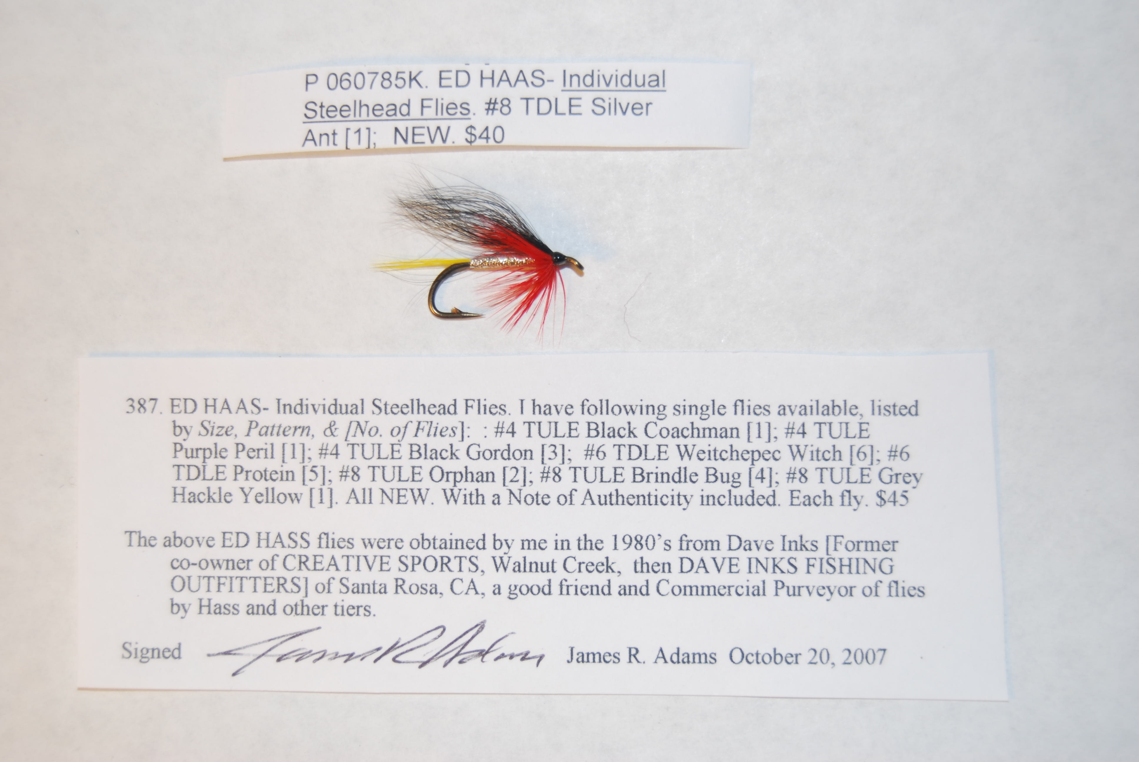 ED HAAS- Individual Steelhead Flies. #8 TDLE Silver Ant. Image for ED HAAS- Individual Steelhead Flies. #8 TDLE Silver Ant.
